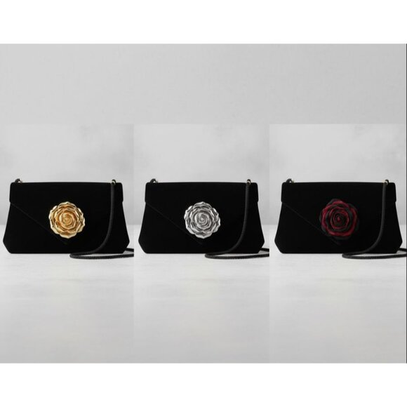 Vintage Black Velvet 3 in one Evening Clutch With Gold, Silver, Red Button Closu - Picture 1 of 13